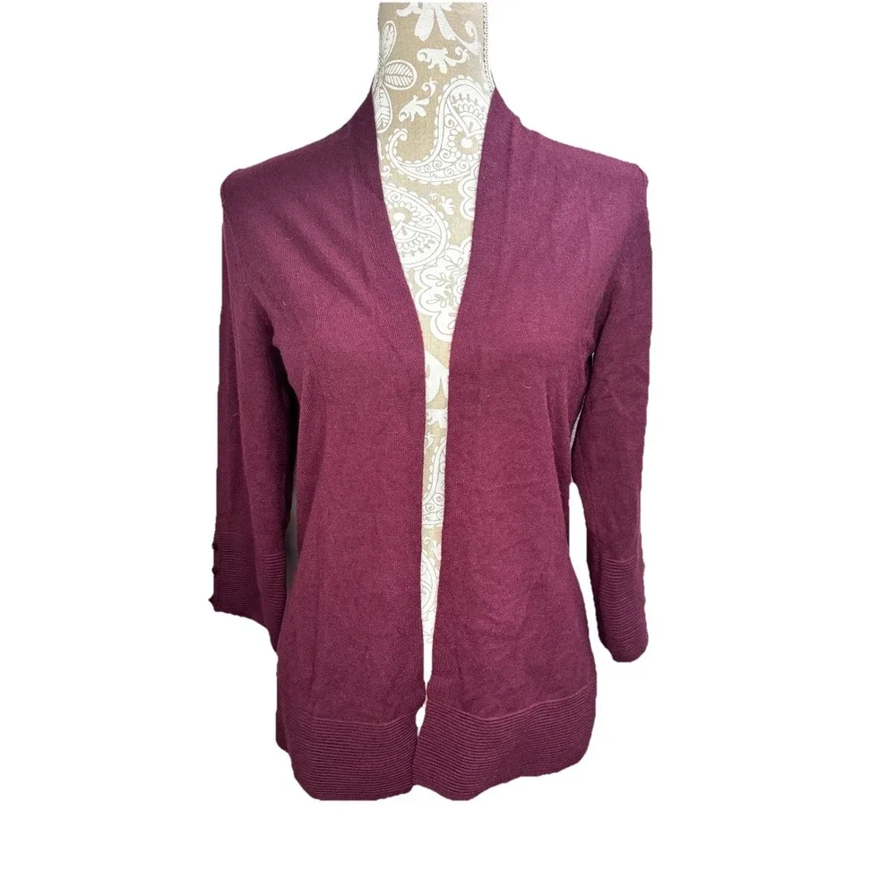Evolution By Cyrus Open Front Cardigan 3/4 Medium Sleeves Accent Buttons‎ Women